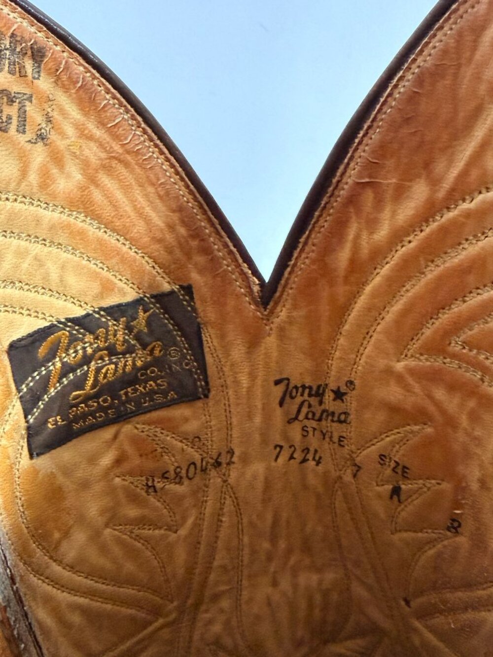 Vintage Tony Lama Brown Leather Cowboy Boots Western Boots Size 7-1/2 - Picture 5 of 5